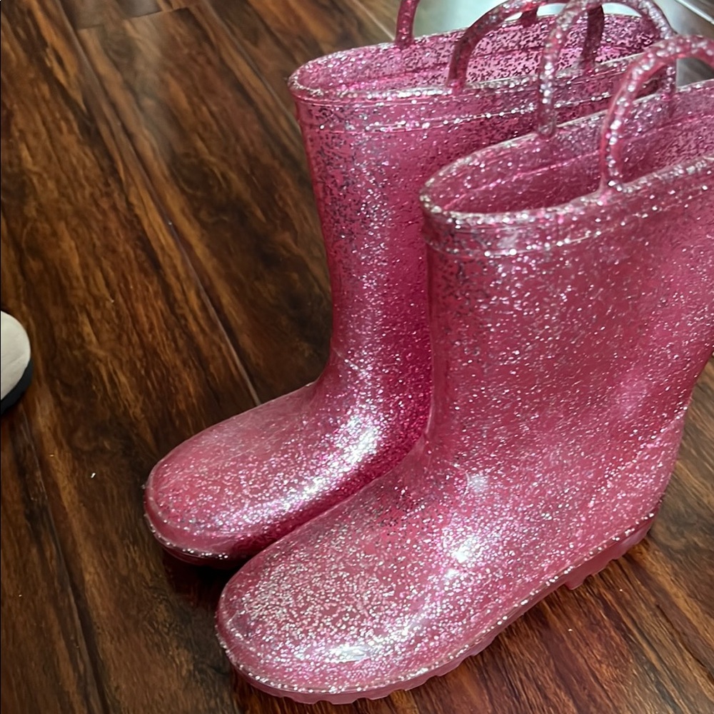 Sparkly Pink Kids Rain Boots